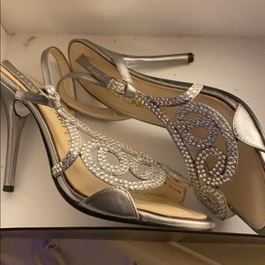 Silver Strappy Heels